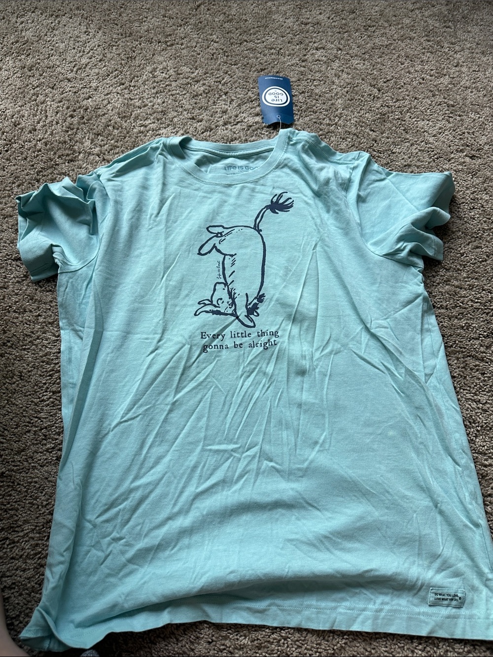 Life Is Good Light Aqua Tee with Navy Sketch